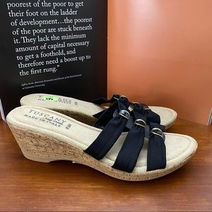 2 for $25 Tuscany Satin Straps Cork Wedge Women's Sandals